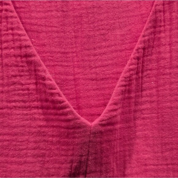 Tribal Jeans Hot Pink Cotton Gauze Dress XXL Plus Size Puff Sleeve Barbiecore - Picture 7 of 8